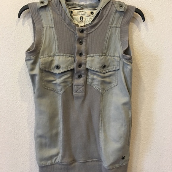 CONVERSE JOHN VARVATOS WOMEN HOODED SHIRT TOP 0 XS - Picture 2 of 8